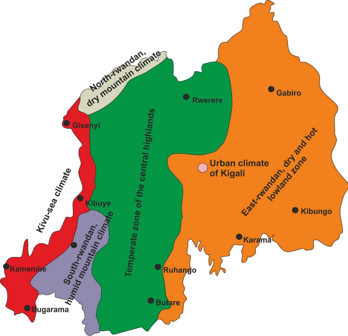 mapa Rwande klímy