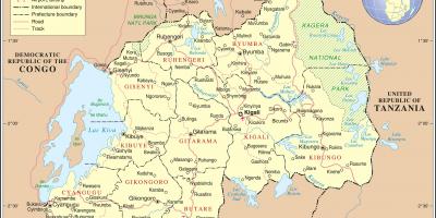 Mapa administratívnej mape Rwandy